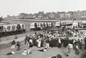 Entertainment on the beach at Margate, Kent, England in the 19th century. From Around The Coast Entertainment on the beach at Margate, Kent, England in the 19th century. From Around The Coast