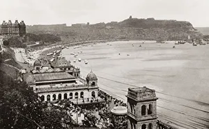 General view of the South Bay, Scarborough, North Yorkshire, England, seen here in the 19th century General view of the South Bay, Scarborough, North Yorkshire, England, seen here in the 19th century