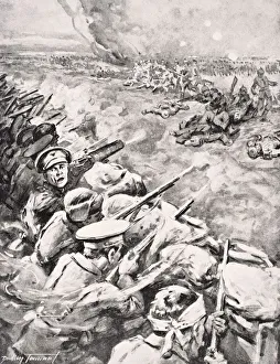 German Troops Charge Against British Trenches 1915 From The War Illustrated Album German Troops Charge Against British Trenches 1915 From The War Illustrated Album