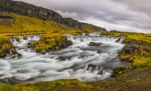 Glacial River Along The Road On The South Coast Of Iceland; Iceland Glacial River Along The Road On The South Coast Of Iceland; Iceland