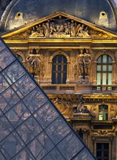 Detail Of The Glass Pyramid Outside The Louvre Museum At Dusk Detail Of The Glass Pyramid Outside The Louvre Museum At Dusk