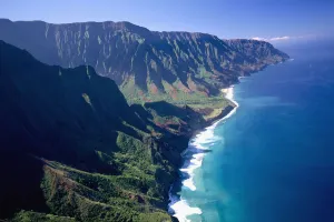 Hawaii, Kauai, Na Pali Coast, Aerial Along Coastline, Rugged Cliffs And Ocean Hawaii, Kauai, Na Pali Coast, Aerial Along Coastline, Rugged Cliffs And Ocean