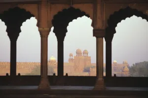 India, View of Red Fort from Jama Masjid (Mosque); Old Delhi India, View of Red Fort from Jama Masjid (Mosque); Old Delhi