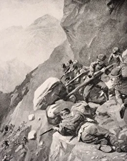 Italian Troops Levering Boulders Down Onto Enemy Soldiers In The Dolomites 1915 From Italian Troops Levering Boulders Down Onto Enemy Soldiers In The Dolomites 1915 From