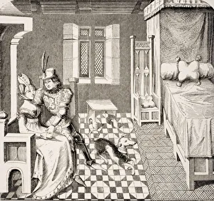 The Knight And His Lady. Costumes Of The Court Of Burgandy In The 14Th Century The Knight And His Lady. Costumes Of The Court Of Burgandy In The 14Th Century