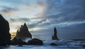 Large Waves Crash Against The Rocks And Southern Shoreline Near Vik; Iceland Large Waves Crash Against The Rocks And Southern Shoreline Near Vik; Iceland