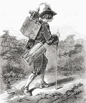 The magic lantern. A 19th century travelling magician. From L'Univers Illustre, published Paris, 1859 The magic lantern. A 19th century travelling magician. From L'Univers Illustre, published Paris, 1859
