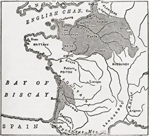 Map Showing French Territory Held By The English When Jeanne D'arc Appeared, 1429 Map Showing French Territory Held By The English When Jeanne D'arc Appeared, 1429