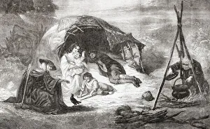 A mid-19th century Gypsy encampment. From L'Univers Illustre, published Paris, 1859 A mid-19th century Gypsy encampment. From L'Univers Illustre, published Paris, 1859