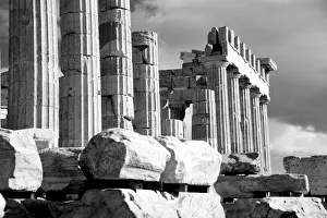 Mono Piles Of Stones Before Ruined Parthenon; Athens, Attica, Greece Mono Piles Of Stones Before Ruined Parthenon; Athens, Attica, Greece