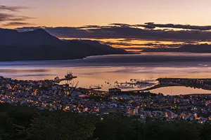 Orange And Purple Pre-Dawn Light Over Ushuaia; Ushuaia, Antarctica Orange And Purple Pre-Dawn Light Over Ushuaia; Ushuaia, Antarctica