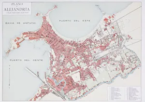 Plan Of Alexandria, Egypt At The Turn Of The 20Th Century. Map Is Edited In Spanish Language Plan Of Alexandria, Egypt At The Turn Of The 20Th Century. Map Is Edited In Spanish Language