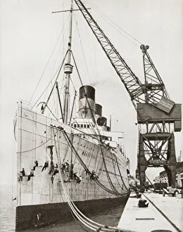 The Rms Mauretania Docked And Beingpainted. From The Story Of 25 Eventful Years In The Rms Mauretania Docked And Beingpainted. From The Story Of 25 Eventful Years In