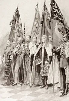 The Standard Bearers Of George V During His Coronation Ceremony In 1910. From Left To Right, Mr The Standard Bearers Of George V During His Coronation Ceremony In 1910. From Left To Right, Mr