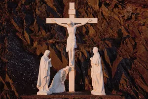 Statues Of Jesus Christ On The Cross And Followers At The Foot Of The Cross; County Kerry Statues Of Jesus Christ On The Cross And Followers At The Foot Of The Cross; County Kerry