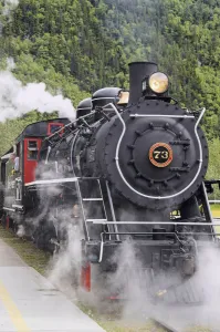 Steam Locomotive #73 At Downtown Depot Of White Pass & Yukon Route Rr In Skagway Steam Locomotive #73 At Downtown Depot Of White Pass & Yukon Route Rr In Skagway
