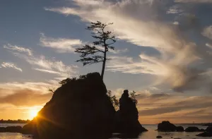 Sunset Over The Three Graces Near Garibaldi; Oregon, United States Of America Sunset Over The Three Graces Near Garibaldi; Oregon, United States Of America