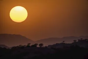 Sunset over the hills and mountains of Jawai, Rajasthan, India Sunset over the hills and mountains of Jawai, Rajasthan, India
