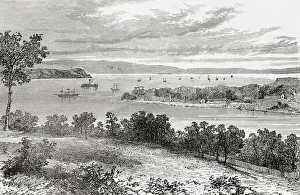 Sydney, Australia, seen here in the 19th century. From A Voyage Round the World in 500 Days, published 1879 Sydney, Australia, seen here in the 19th century. From A Voyage Round the World in 500 Days, published 1879