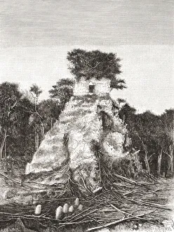 Tikal, Guatemala, Central America. The Temple Of The Jaguar, In The 19th Century Tikal, Guatemala, Central America. The Temple Of The Jaguar, In The 19th Century