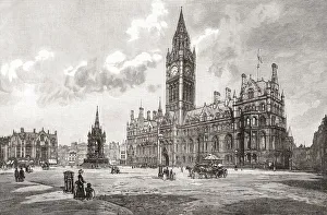 Town Hall, Albert Square, Manchester, England In The 19th Century Town Hall, Albert Square, Manchester, England In The 19th Century