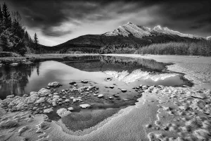Winter scene of the mountains reflected in the Mendenhall River, Tongass Forest, Alaska, USA Winter scene of the mountains reflected in the Mendenhall River, Tongass Forest, Alaska, USA